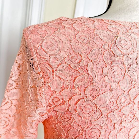 CeCe Size 0 Orange Blossom Intricate Floral Lace A-Line Dress See Through Arms - Picture 13 of 16